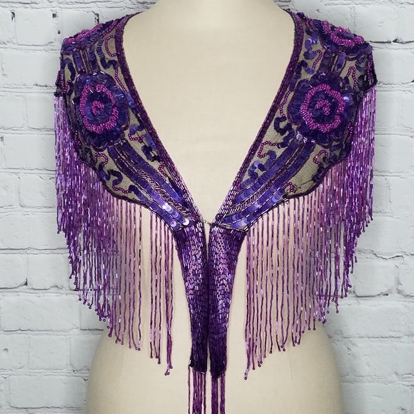 no label Accessories - Western Wear Vintage Beaded Collar Photos Parade Showhorse Bohemian Glamour 90's